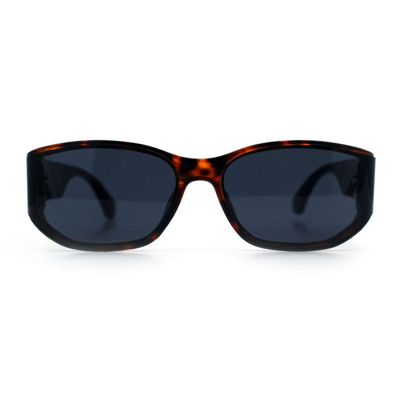 Curved Wrap Folded Lens Minimal Rectangular Retro Fashion Sunglasses
