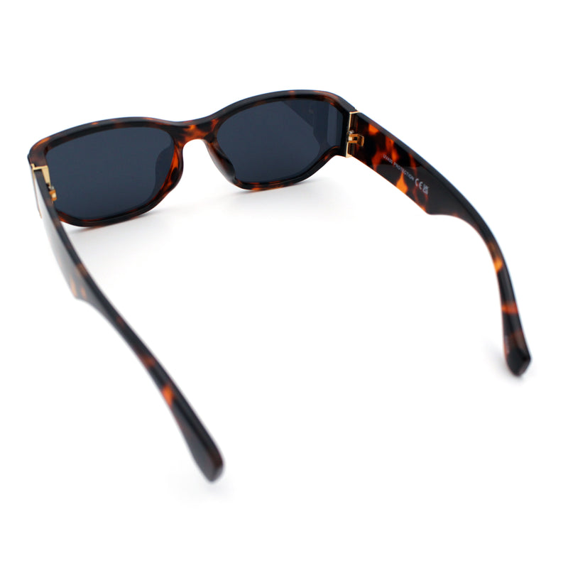 Curved Wrap Folded Lens Minimal Rectangular Retro Fashion Sunglasses