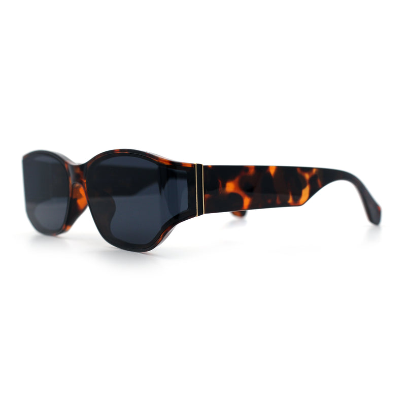 Curved Wrap Folded Lens Minimal Rectangular Retro Fashion Sunglasses