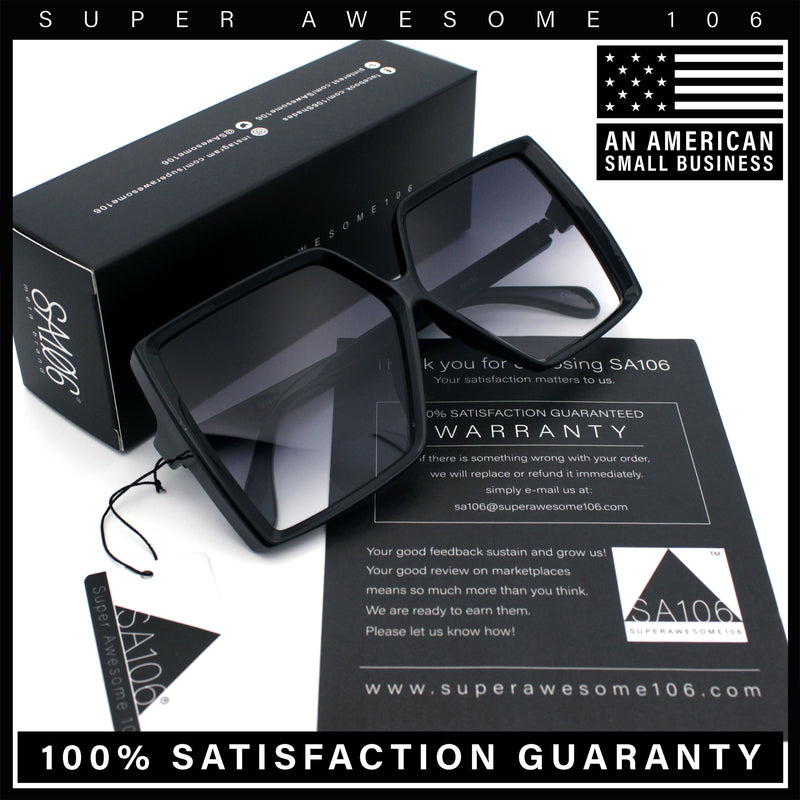 Womens Squared Rectangle Thick Plastic Butterfly Chic Fashion Sunglasses