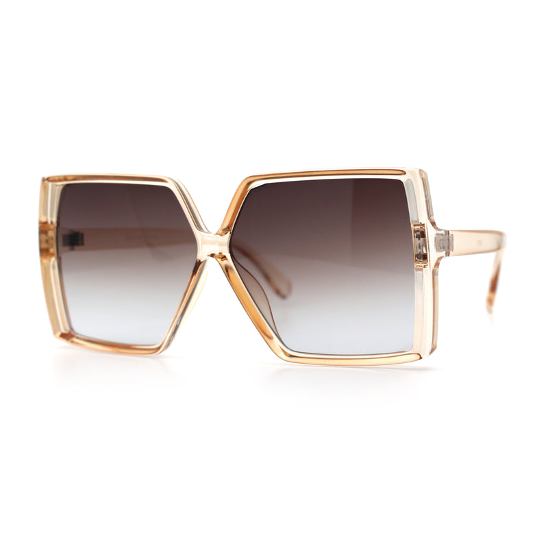 Womens Squared Rectangle Thick Plastic Butterfly Chic Fashion Sunglasses