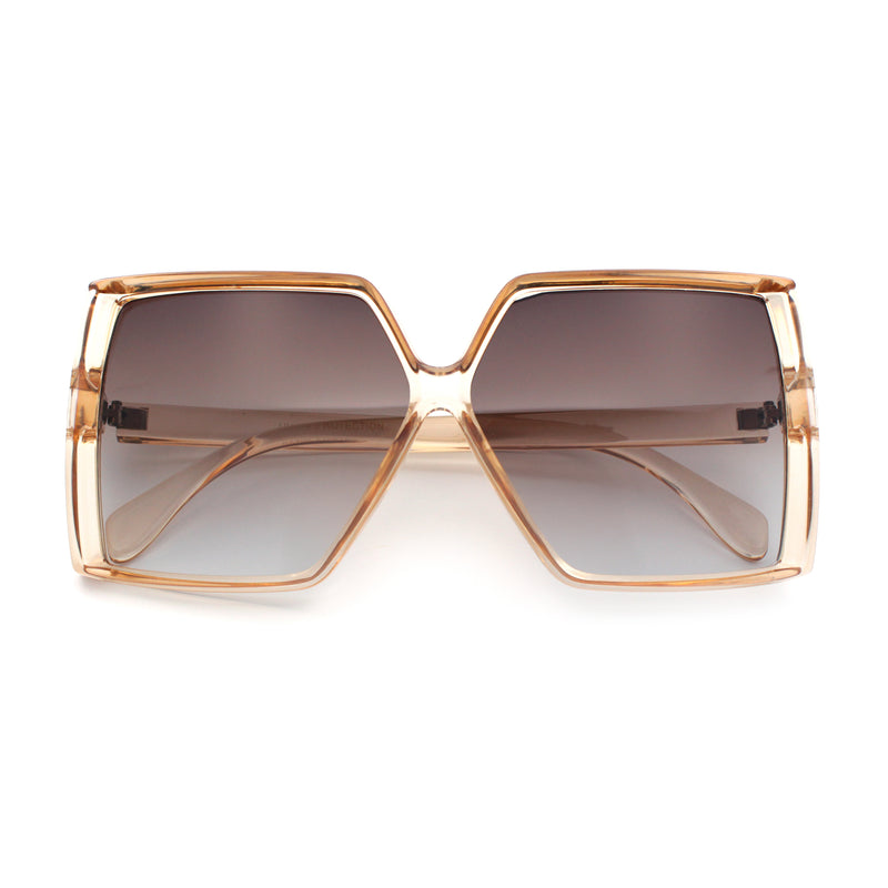 Womens Squared Rectangle Thick Plastic Butterfly Chic Fashion Sunglasses