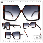 Womens Squared Rectangle Thick Plastic Butterfly Chic Fashion Sunglasses