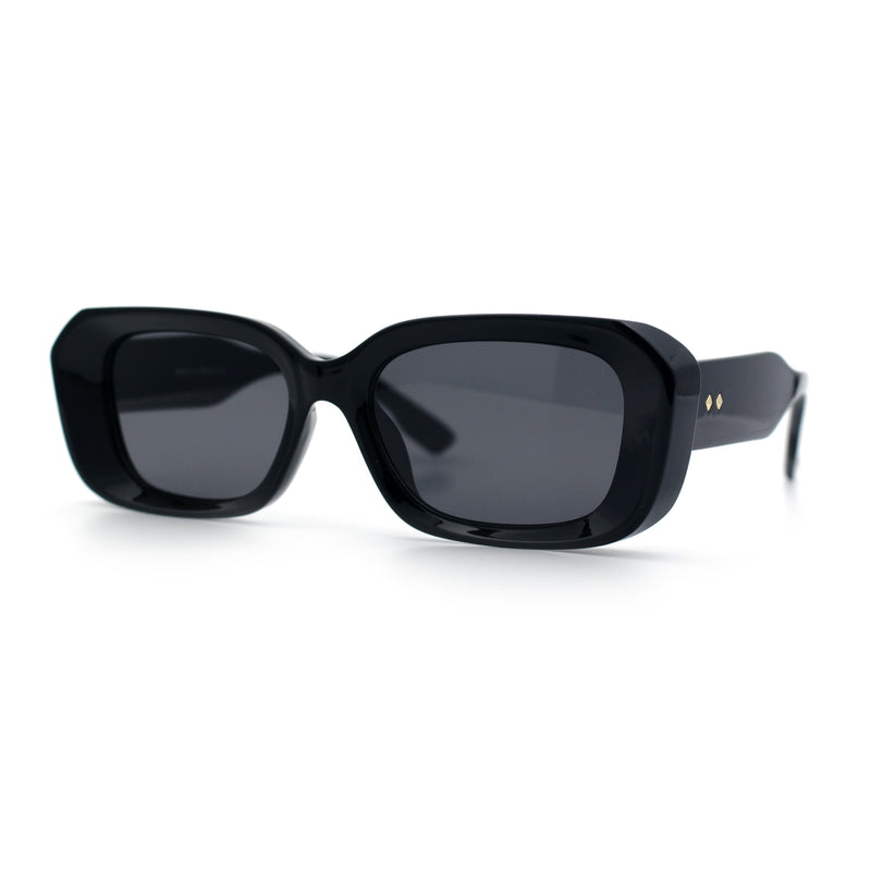 Womens Beveled Thick Plastic Narrow Rectangle Mod Fashion Sunglasses