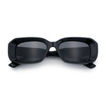 Womens Beveled Thick Plastic Narrow Rectangle Mod Fashion Sunglasses