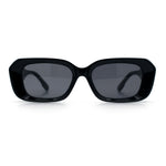 Womens Beveled Thick Plastic Narrow Rectangle Mod Fashion Sunglasses