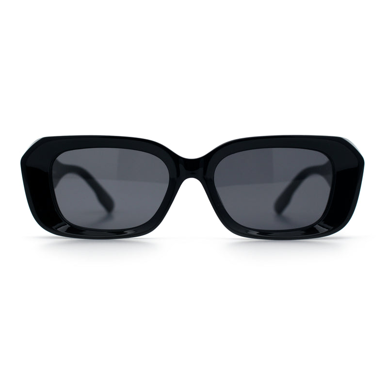 Womens Beveled Thick Plastic Narrow Rectangle Mod Fashion Sunglasses
