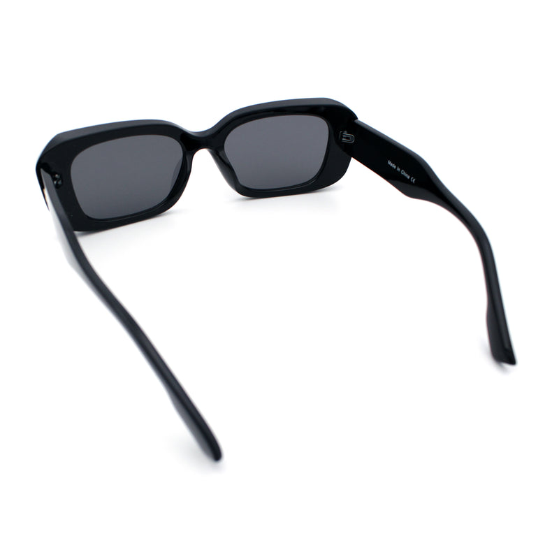 Womens Beveled Thick Plastic Narrow Rectangle Mod Fashion Sunglasses