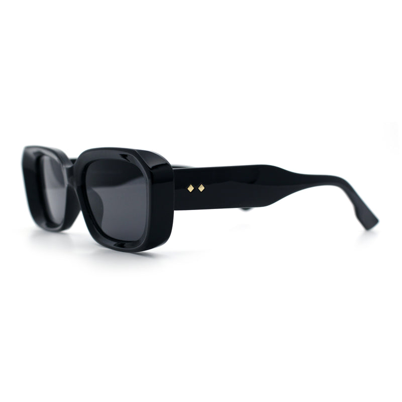 Womens Beveled Thick Plastic Narrow Rectangle Mod Fashion Sunglasses