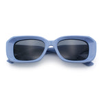 Womens Beveled Thick Plastic Narrow Rectangle Mod Fashion Sunglasses