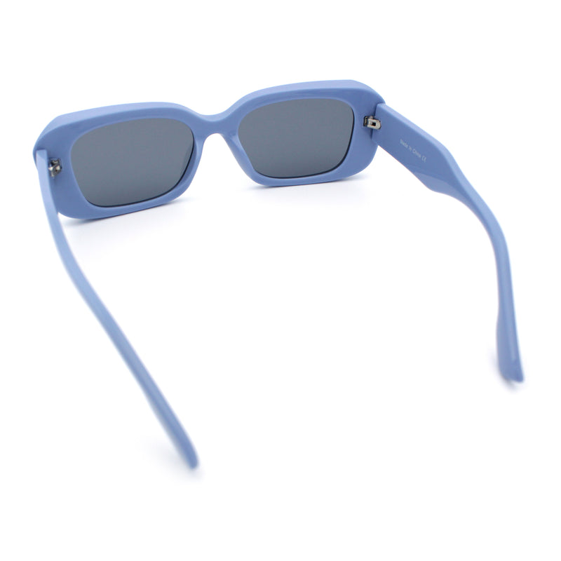 Womens Beveled Thick Plastic Narrow Rectangle Mod Fashion Sunglasses