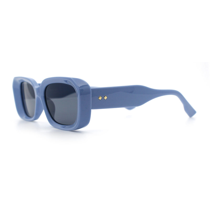 Womens Beveled Thick Plastic Narrow Rectangle Mod Fashion Sunglasses