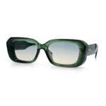 Womens Beveled Thick Plastic Narrow Rectangle Mod Fashion Sunglasses