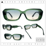Womens Beveled Thick Plastic Narrow Rectangle Mod Fashion Sunglasses