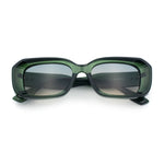 Womens Beveled Thick Plastic Narrow Rectangle Mod Fashion Sunglasses