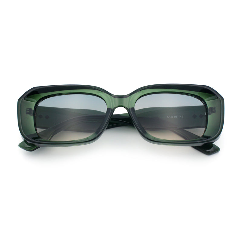 Womens Beveled Thick Plastic Narrow Rectangle Mod Fashion Sunglasses