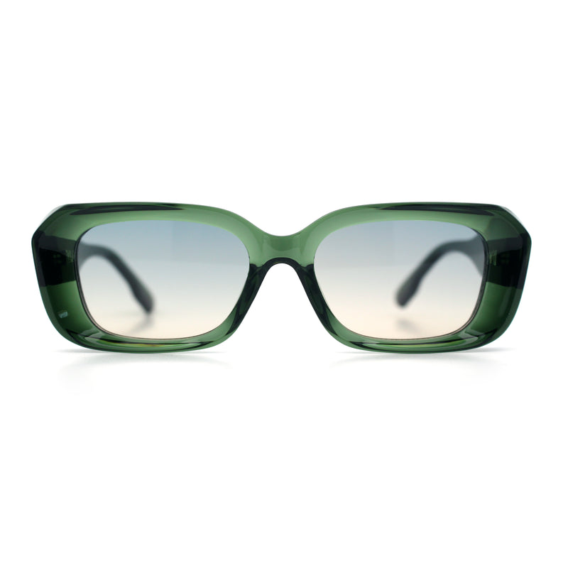 Womens Beveled Thick Plastic Narrow Rectangle Mod Fashion Sunglasses