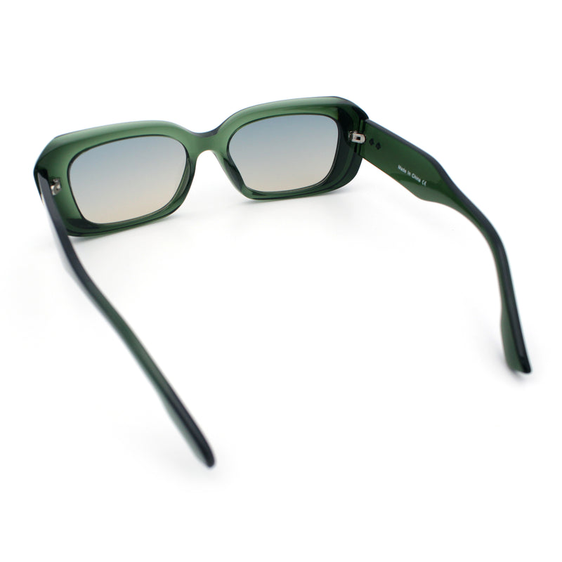 Womens Beveled Thick Plastic Narrow Rectangle Mod Fashion Sunglasses