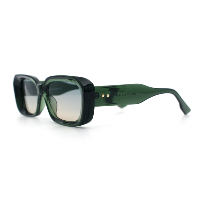 Womens Beveled Thick Plastic Narrow Rectangle Mod Fashion Sunglasses