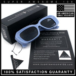 Womens Beveled Thick Plastic Narrow Rectangle Mod Fashion Sunglasses