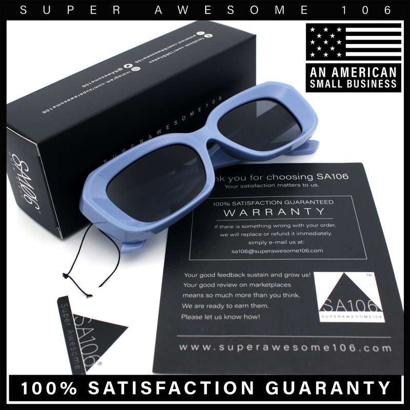 Womens Beveled Thick Plastic Narrow Rectangle Mod Fashion Sunglasses