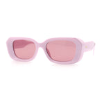 Womens Beveled Thick Plastic Narrow Rectangle Mod Fashion Sunglasses