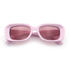 Womens Beveled Thick Plastic Narrow Rectangle Mod Fashion Sunglasses