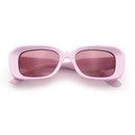 Womens Beveled Thick Plastic Narrow Rectangle Mod Fashion Sunglasses