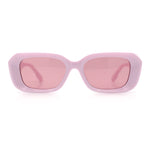 Womens Beveled Thick Plastic Narrow Rectangle Mod Fashion Sunglasses