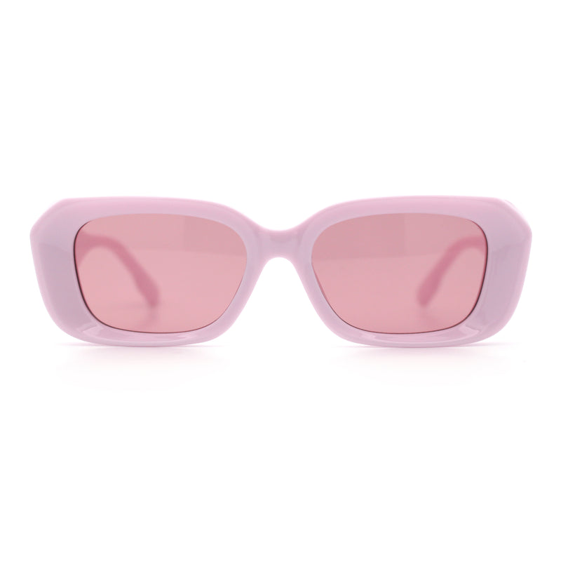 Womens Beveled Thick Plastic Narrow Rectangle Mod Fashion Sunglasses