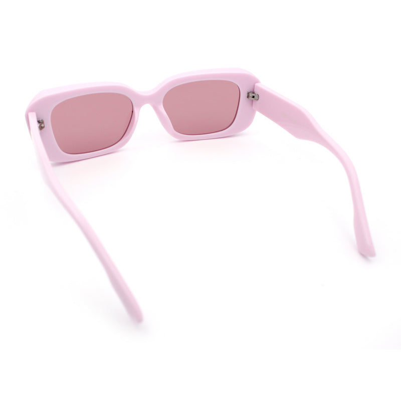 Womens Beveled Thick Plastic Narrow Rectangle Mod Fashion Sunglasses