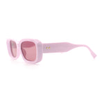 Womens Beveled Thick Plastic Narrow Rectangle Mod Fashion Sunglasses