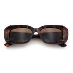 Womens Beveled Thick Plastic Narrow Rectangle Mod Fashion Sunglasses