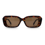Womens Beveled Thick Plastic Narrow Rectangle Mod Fashion Sunglasses