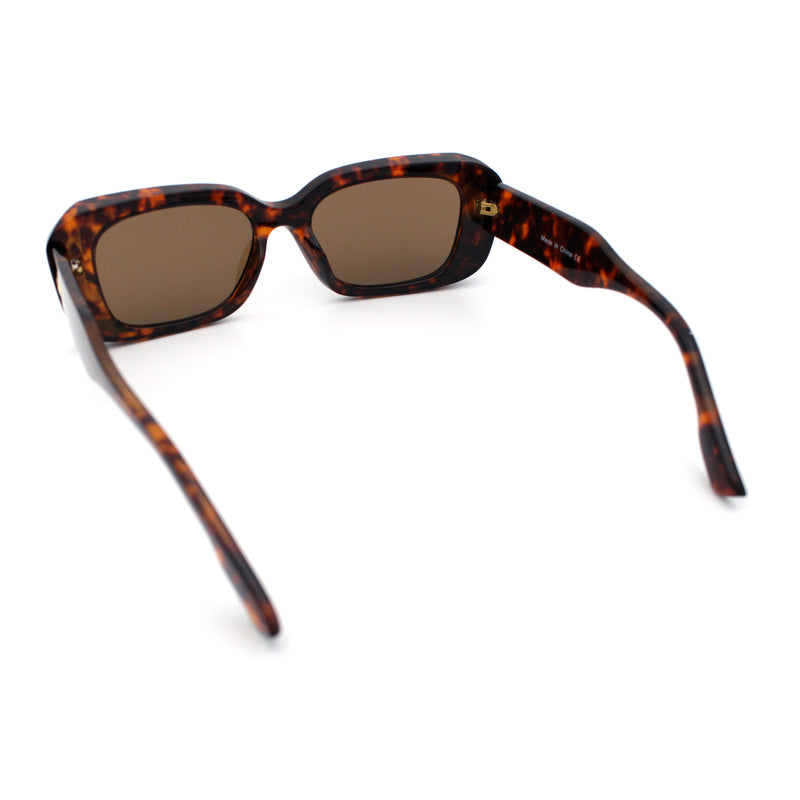 Womens Beveled Thick Plastic Narrow Rectangle Mod Fashion Sunglasses