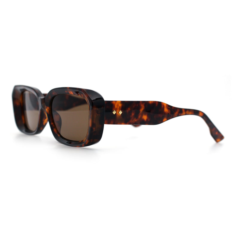 Womens Beveled Thick Plastic Narrow Rectangle Mod Fashion Sunglasses