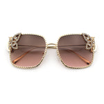 Luxury Womens Heavy Rhinestone Bling Rectangle Butterfly Metal Sunglasses