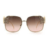 Luxury Womens Heavy Rhinestone Bling Rectangle Butterfly Metal Sunglasses