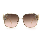 Luxury Womens Heavy Rhinestone Bling Rectangle Butterfly Metal Sunglasses
