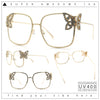 Luxury Womens Heavy Rhinestone Bling Rectangle Butterfly Metal Sunglasses