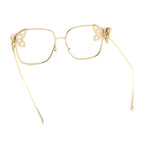 Luxury Womens Heavy Rhinestone Bling Rectangle Butterfly Metal Sunglasses
