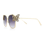 Luxury Womens Heavy Rhinestone Bling Rectangle Butterfly Metal Sunglasses