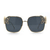Luxury Womens Heavy Rhinestone Bling Rectangle Butterfly Metal Sunglasses