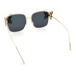 Luxury Womens Heavy Rhinestone Bling Rectangle Butterfly Metal Sunglasses