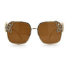 Luxury Womens Heavy Rhinestone Bling Rectangle Butterfly Metal Sunglasses