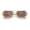 Luxury Womens Heavy Rhinestone Iced Out Cat Eye Metal Sunglasses