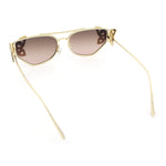 Luxury Womens Heavy Rhinestone Iced Out Cat Eye Metal Sunglasses
