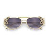 Luxury Womens Heavy Rhinestone Iced Out Cat Eye Metal Sunglasses