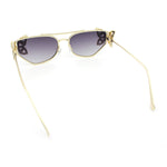 Luxury Womens Heavy Rhinestone Iced Out Cat Eye Metal Sunglasses