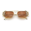 Luxury Womens Heavy Rhinestone Iced Out Cat Eye Metal Sunglasses